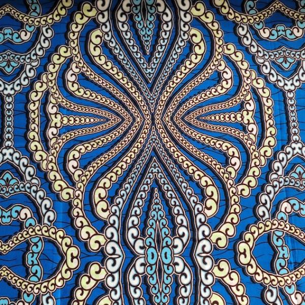 BLUE PEARL NECKLACE Afrikanischer Wax Print Stoff